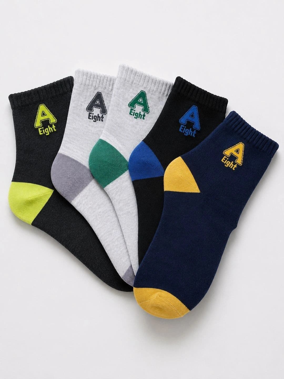 CORTICA Men Pack of 5 Cotton Blend Assorted Colourblocked Ankle Length Socks - view 1