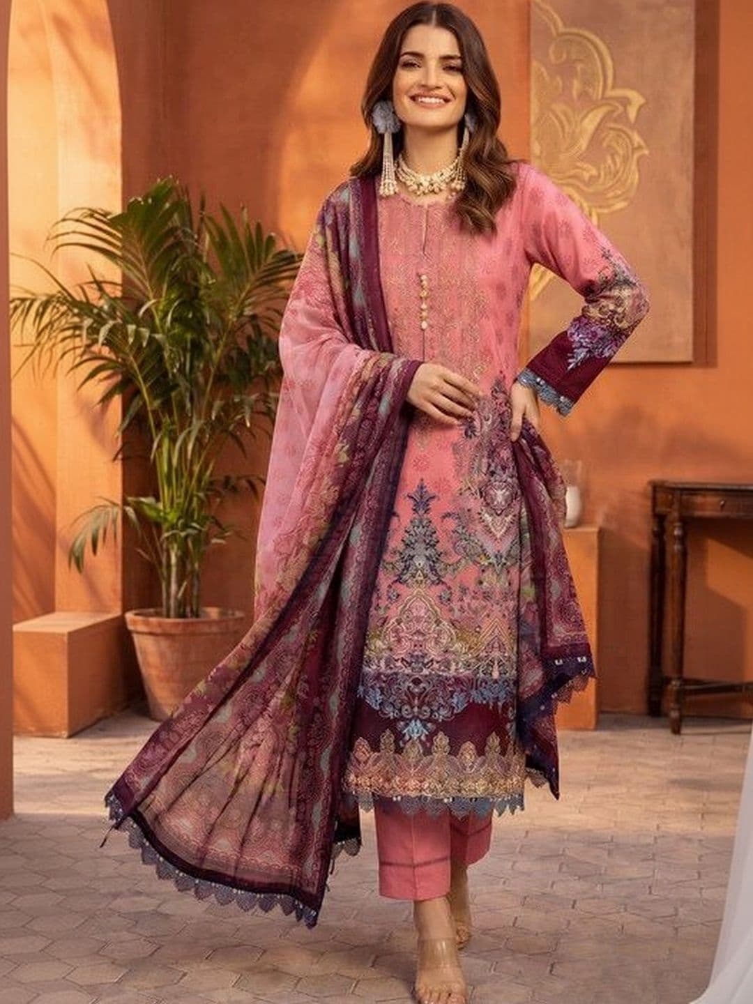 ShEmpire Printed Pure Cotton Unstitched Dress Material - view 1