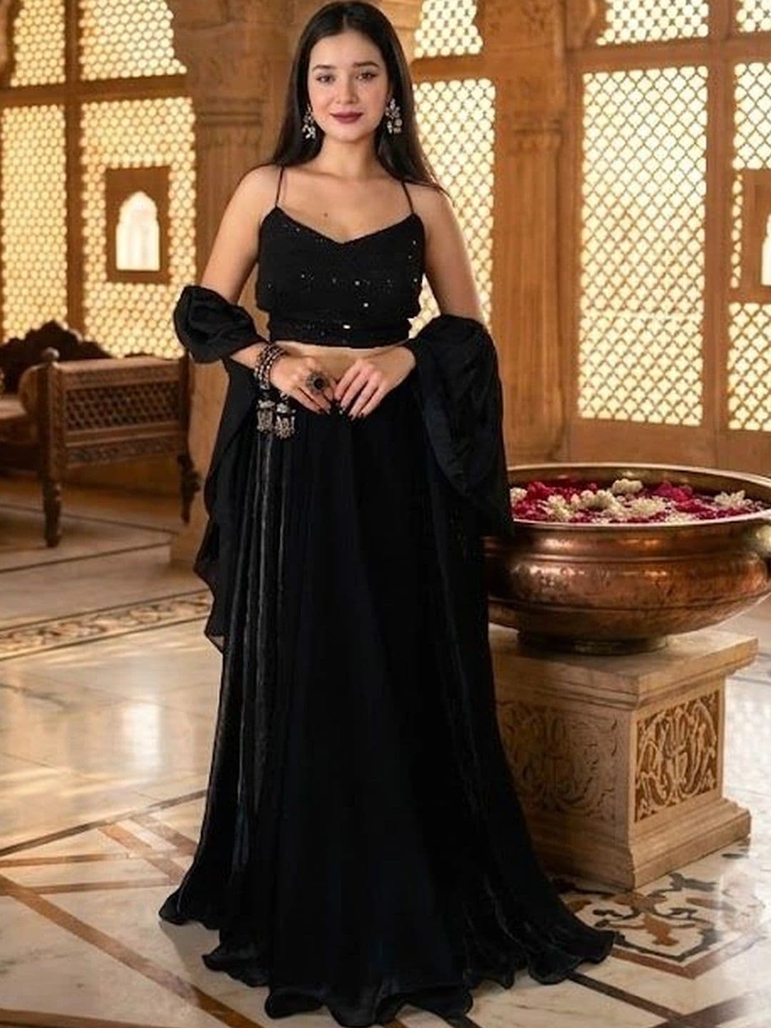 RUNAYA NX Embellished Sequinned Ready to Wear Lehenga & Blouse With Dupatta - view 1