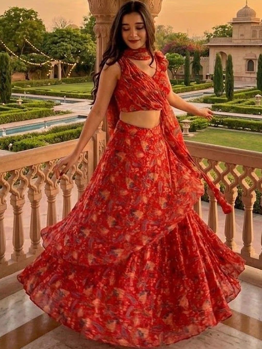 VASTRYN Printed Ready to Wear Lehenga & Blouse With Dupatta - view 1