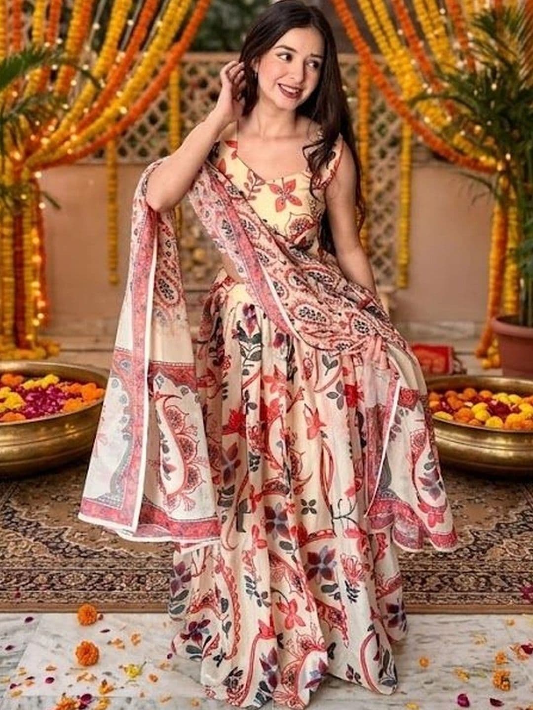 VASTRYN Printed Ready to Wear Lehenga & Blouse With Dupatta - view 1