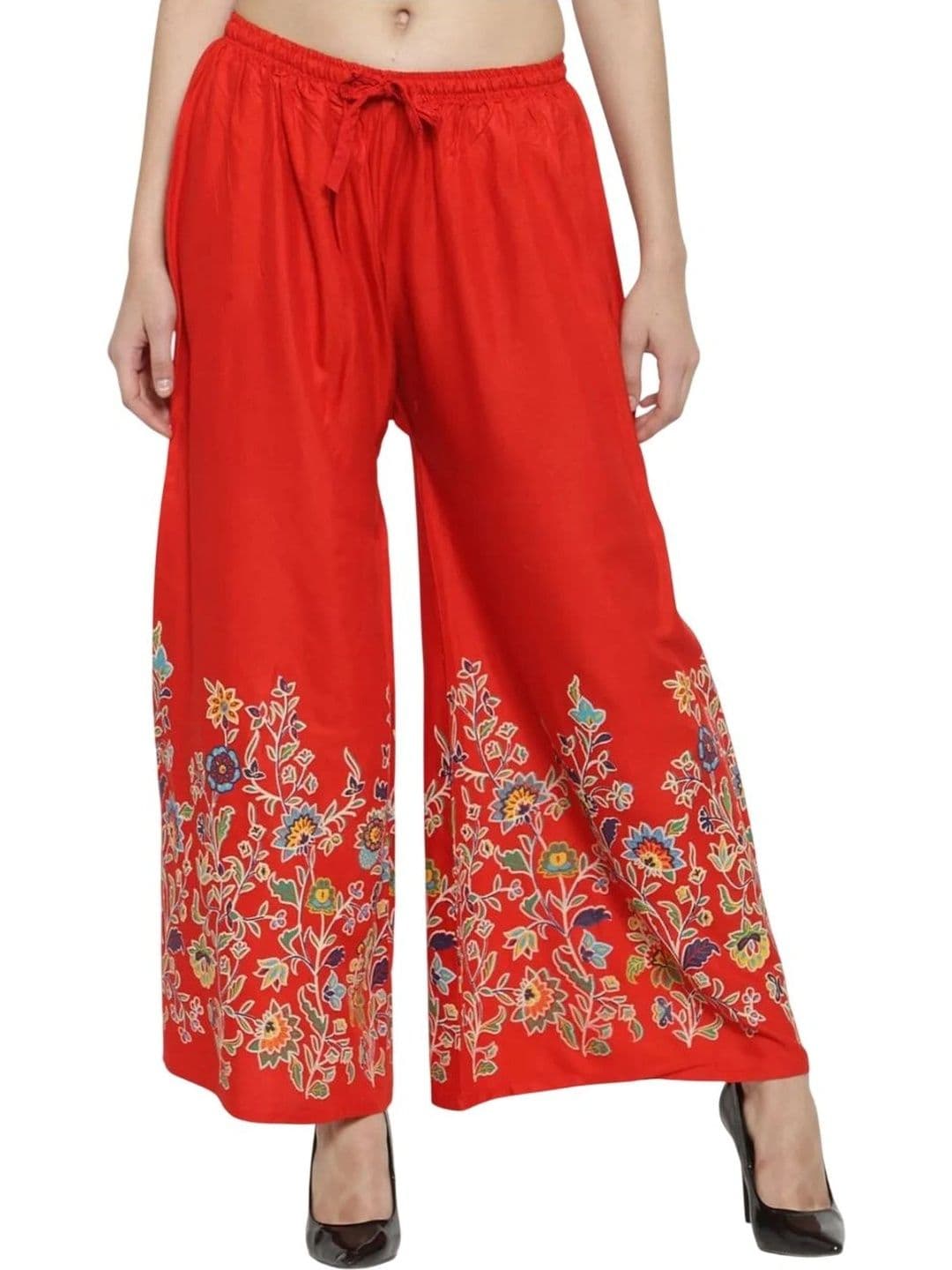 SMASUM Women 2 Floral Printed Knitted Ethnic Palazzos - view 1
