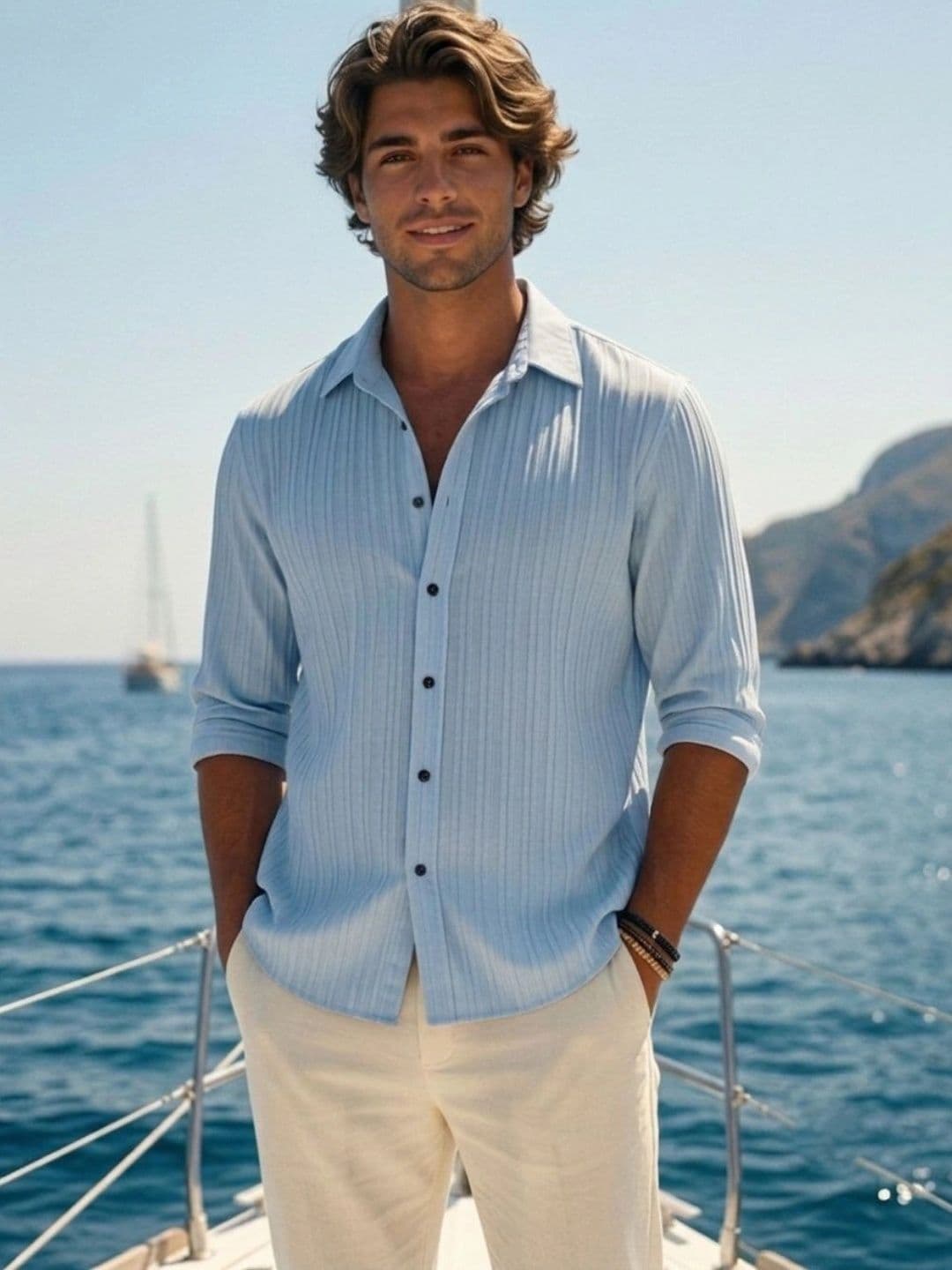 Vivatra Men Standard Textured Self Design Spread Collar Regular Fit Casual Shirt - view 1