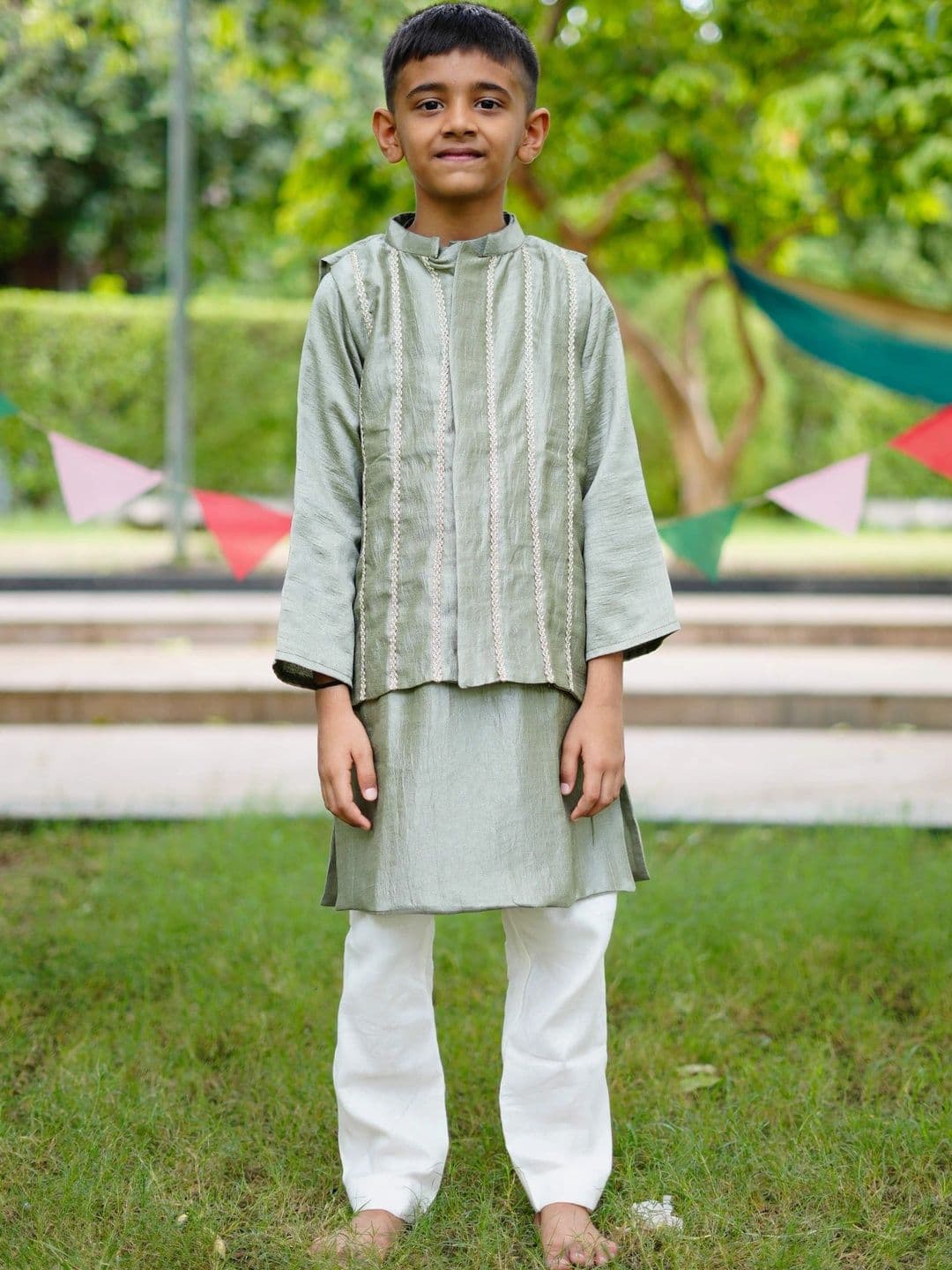 VEENISHII Embellished Woven Nehru Jackets - view 1