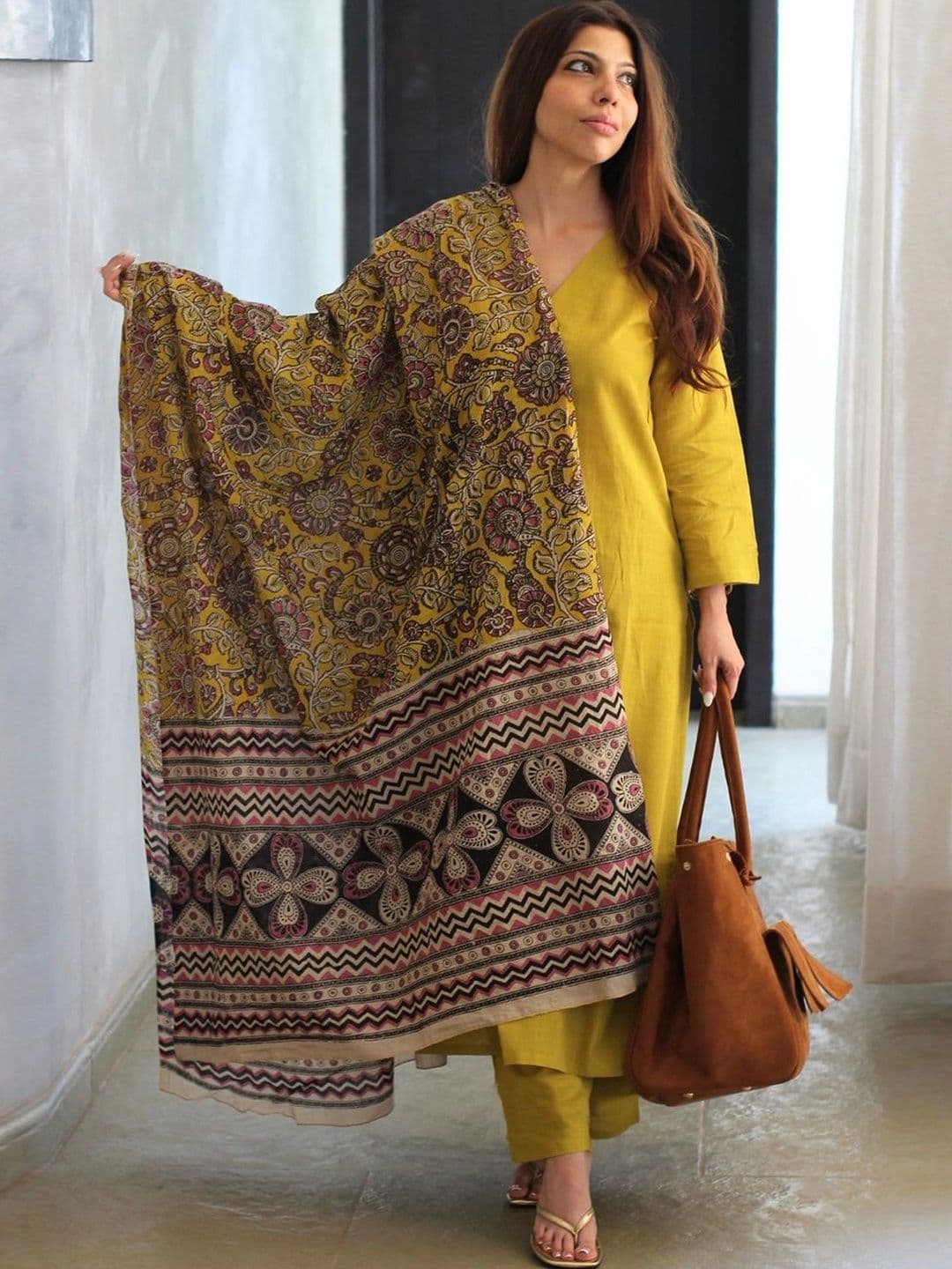 GoSriKi Women Ethnic Motifs Regular Kurta with Trousers & With Dupatta - view 1