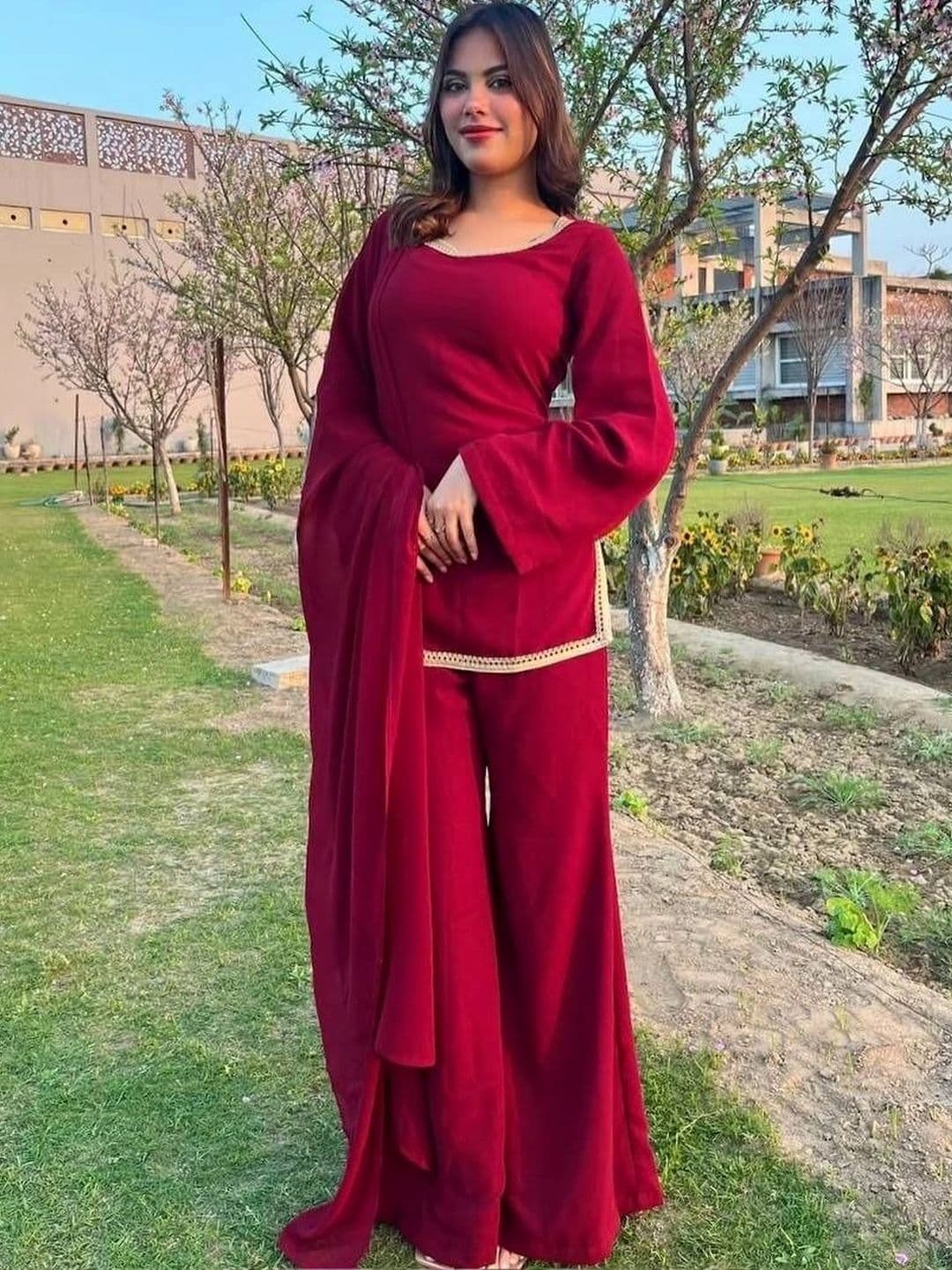 TRYAMBAKAM Women Regular Gotta Patti Kurta with Palazzos & With Dupatta - view 1