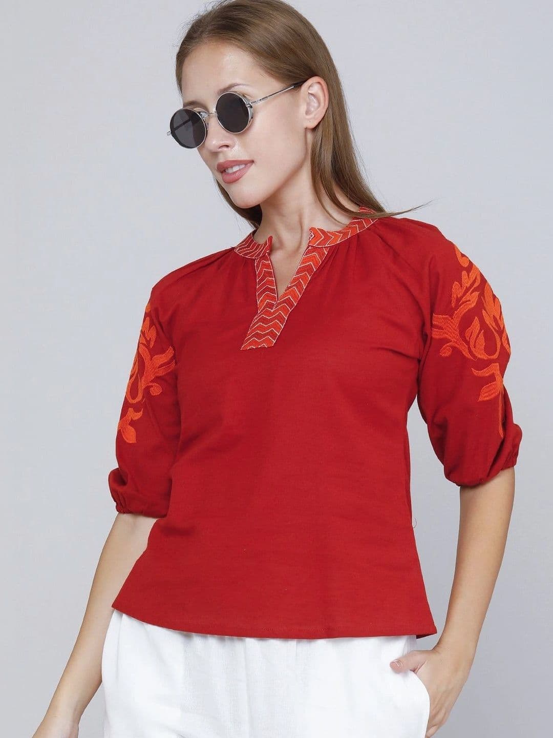 LIMEROAD Embroidered Cotton Top - view 1