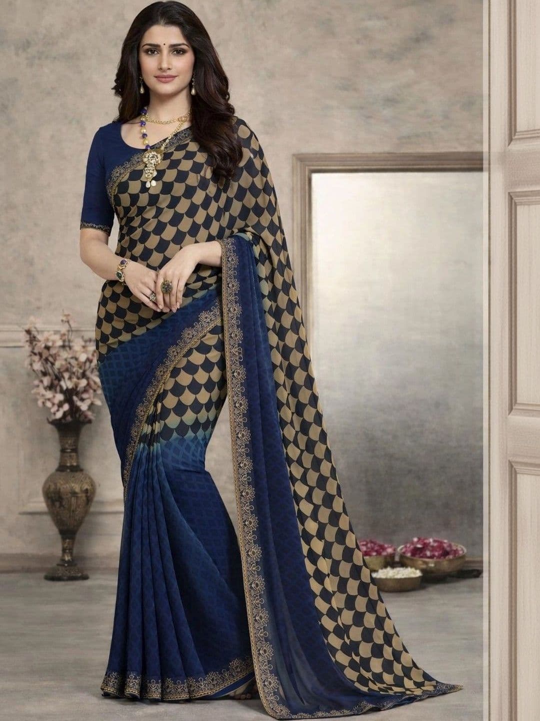 yourwish Floral Pure Georgette Designer Saree - view 1