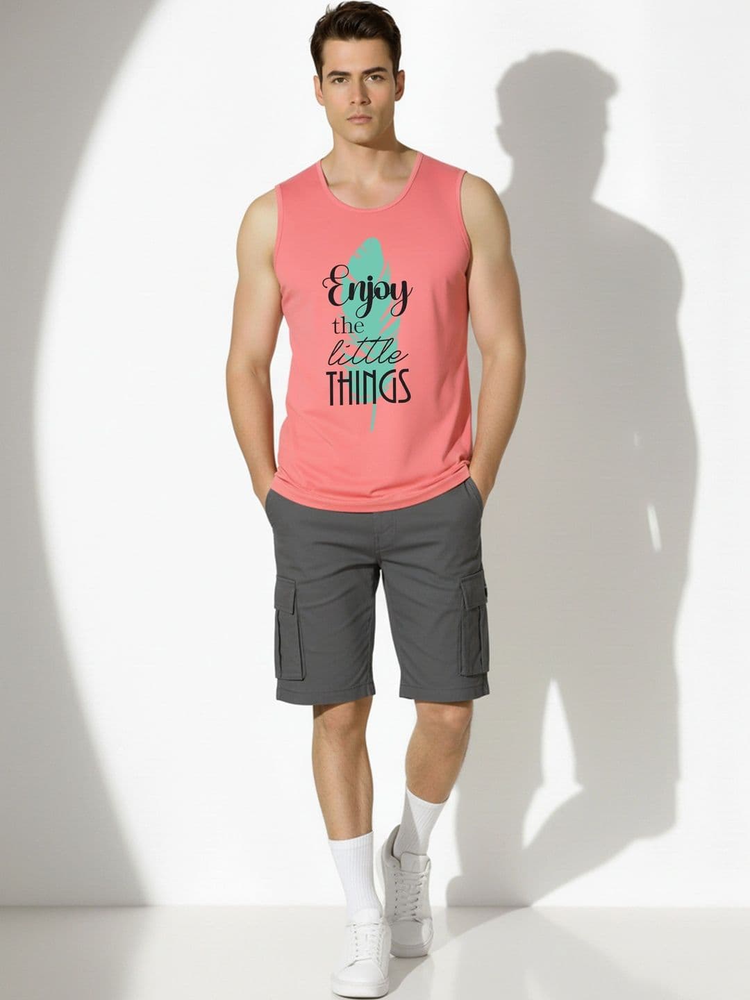 SKY HARBOAR Typography Printed Round Neck Cotton Gym Vest - view 1