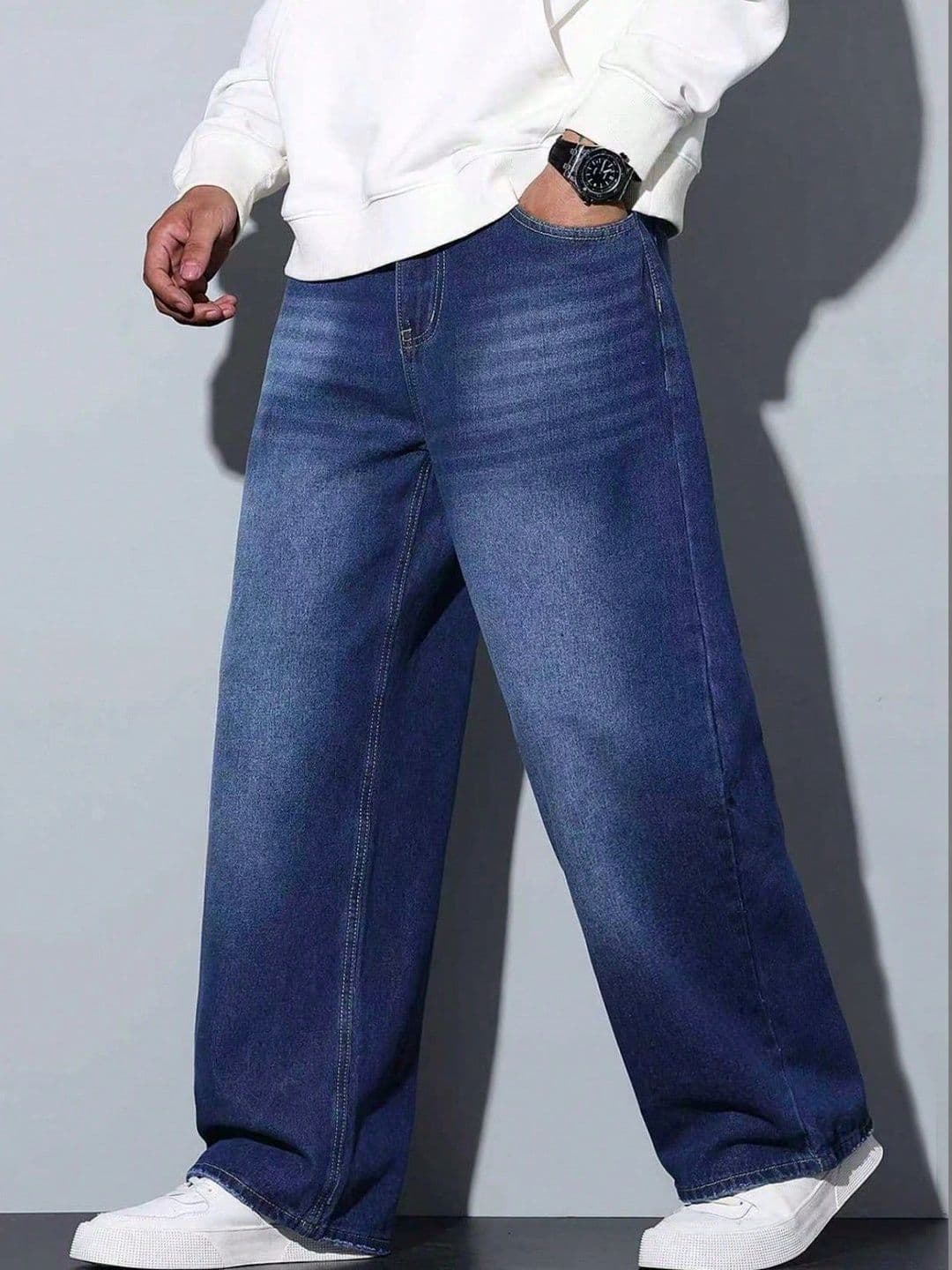PINKLIT Men Straight Fit Mid-Rise Low Distress Light Fade Jeans - view 1