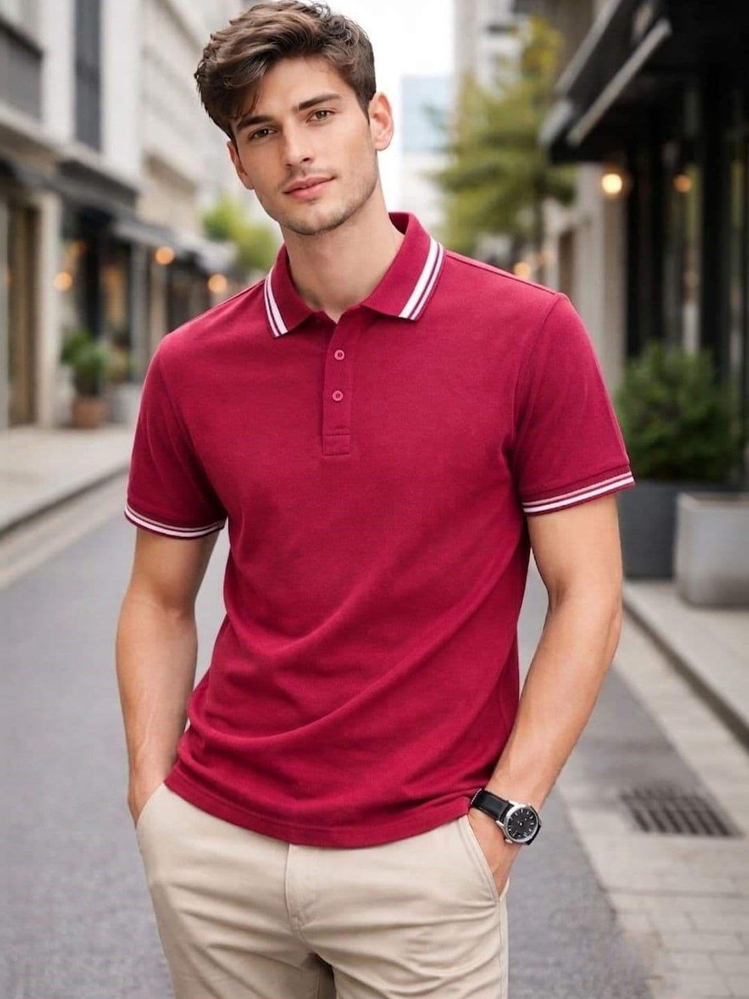 Mast & Harbour Men Polo Collar T-shirt - view 1