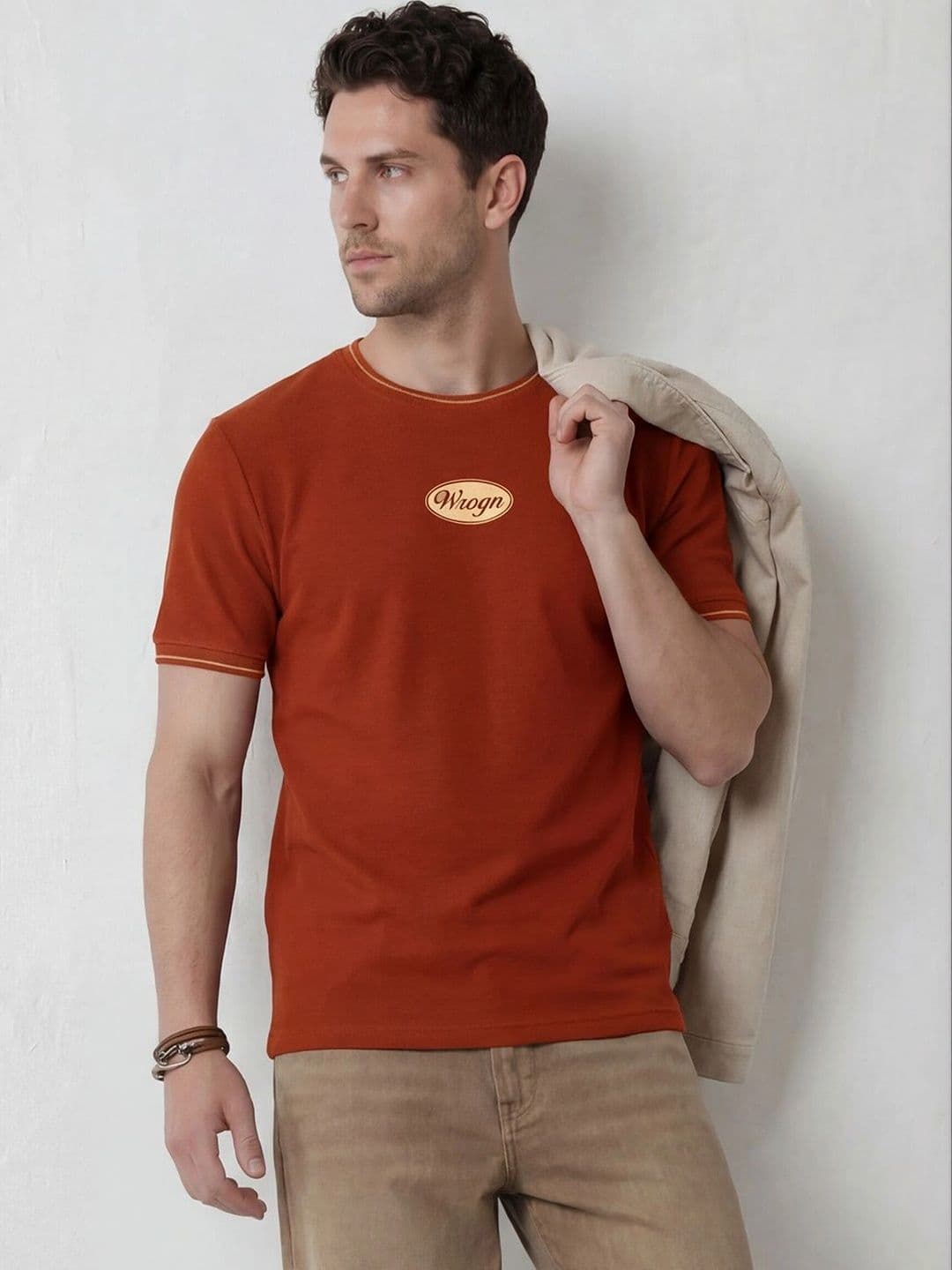 WROGN Men Brand Logo Printed Slim Fit T-shirt - view 1