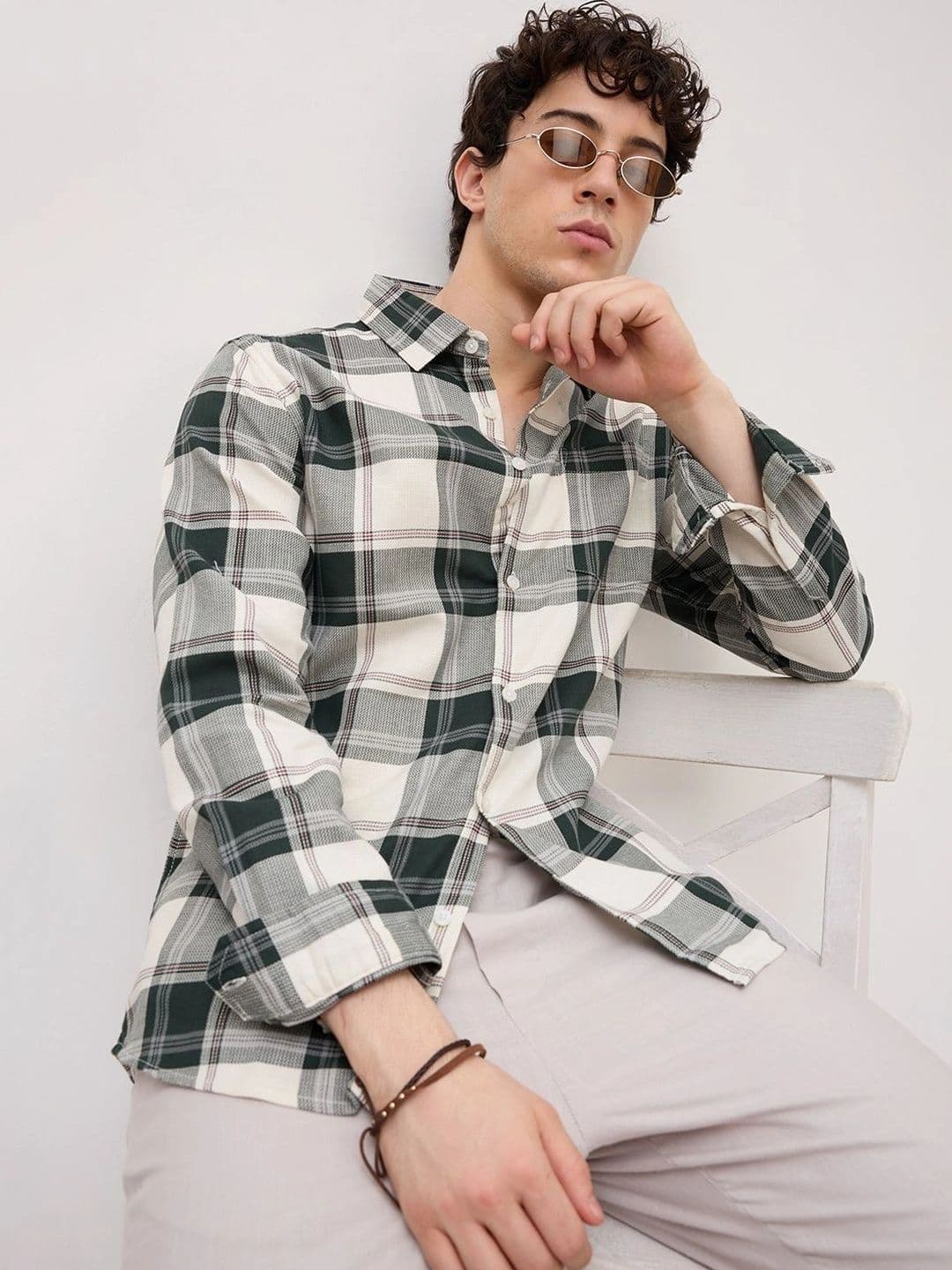 VASTRADO Ivory Forest Plaid Checks Shirt - view 1