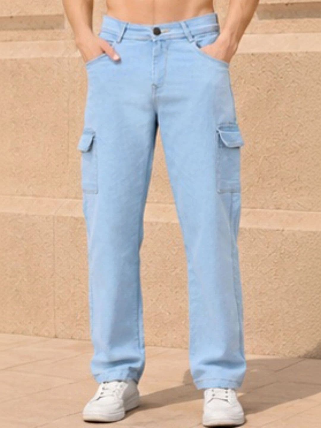 jeancherry Men Classic Relaxed Fit Mid-Rise Cargo Style Stretchable Jeans - view 1