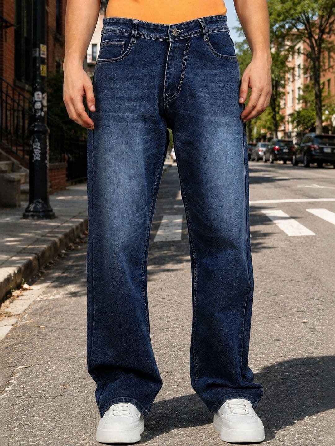 PINKLIT Men Straight Fit Mid-Rise Light Fade Jeans - view 1