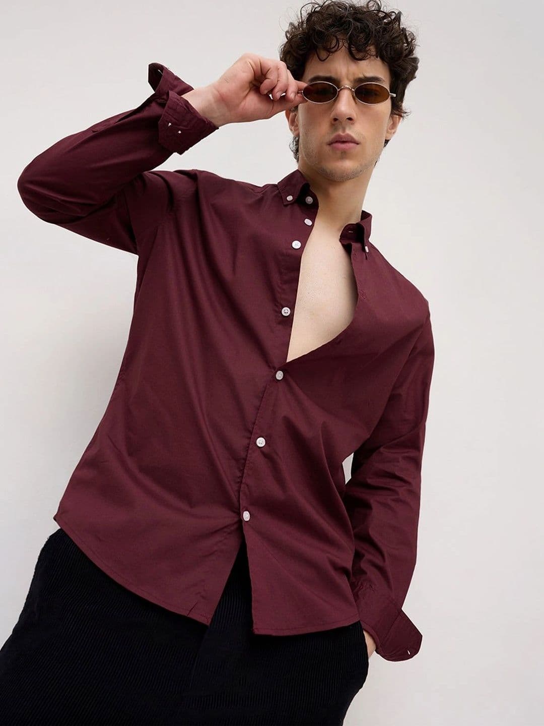 VASTRADO Maroon Button-Down Collar Business Shirt - view 1