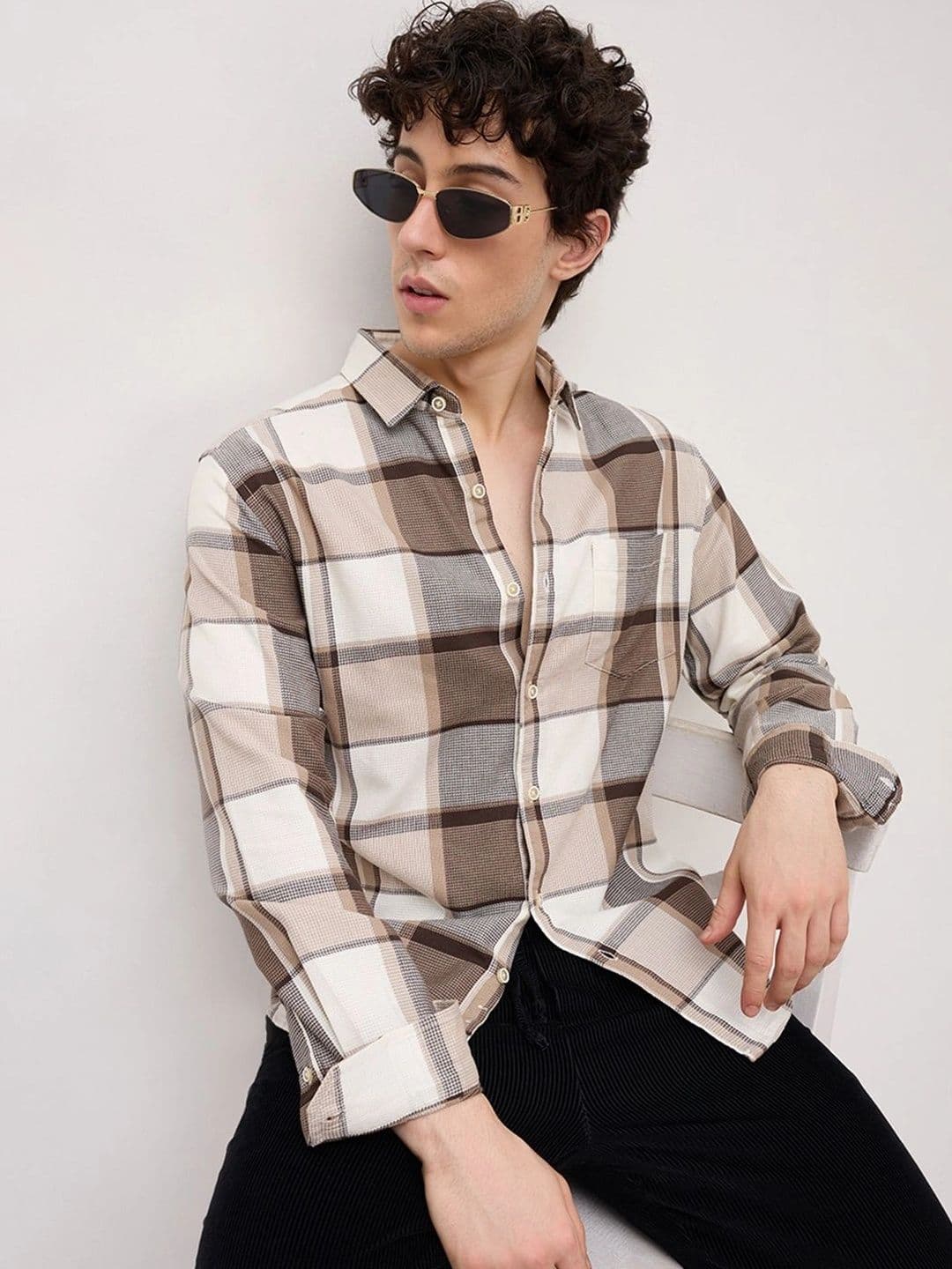 VASTRADO Brunette & Ivory Broad Checked Shirt - view 1