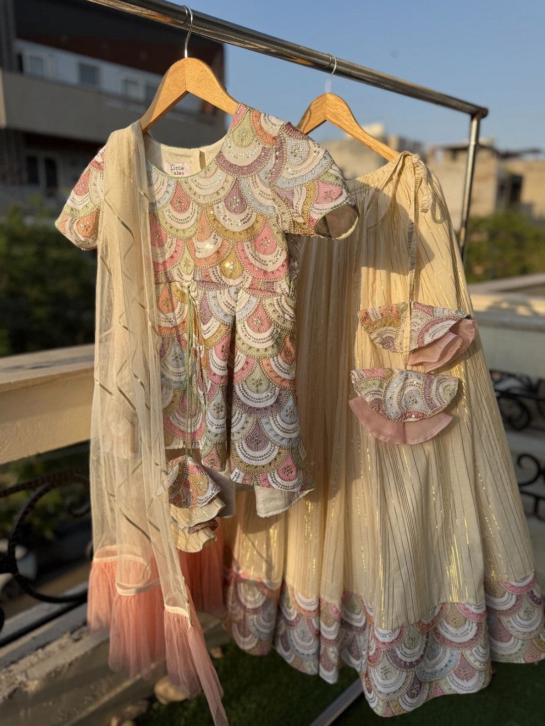 The Little Tales Girls Embellished Sequinned Ready to Wear Lehenga & Blouse With Dupatta - view 1