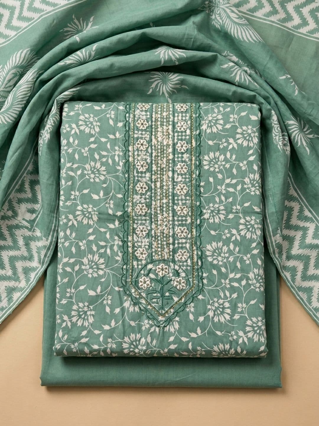Meena Bazaar Printed Unstitched Dress Material - view 1