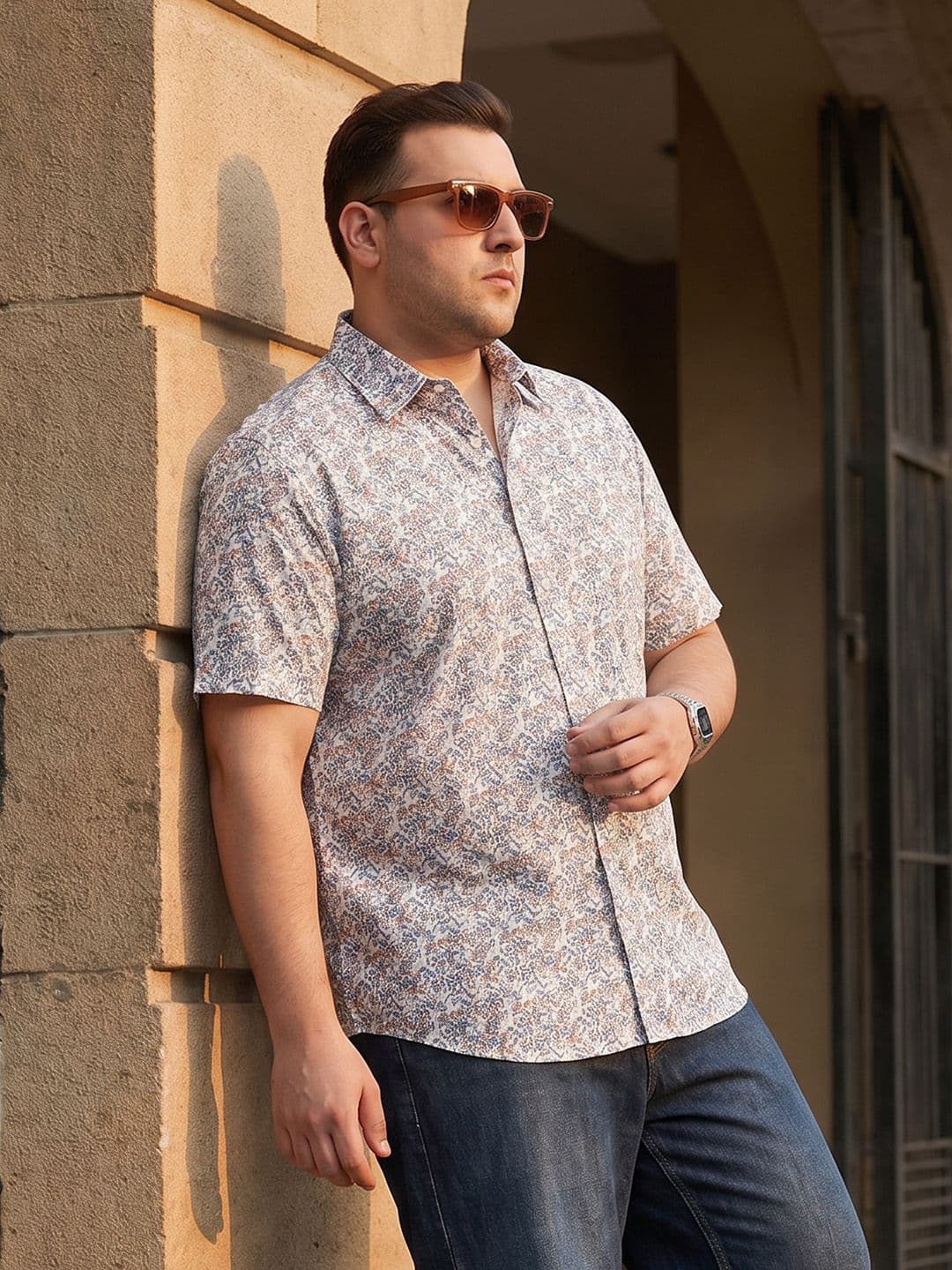 Sztori Plus Size Printed Pure Cotton Casual Shirt - view 1