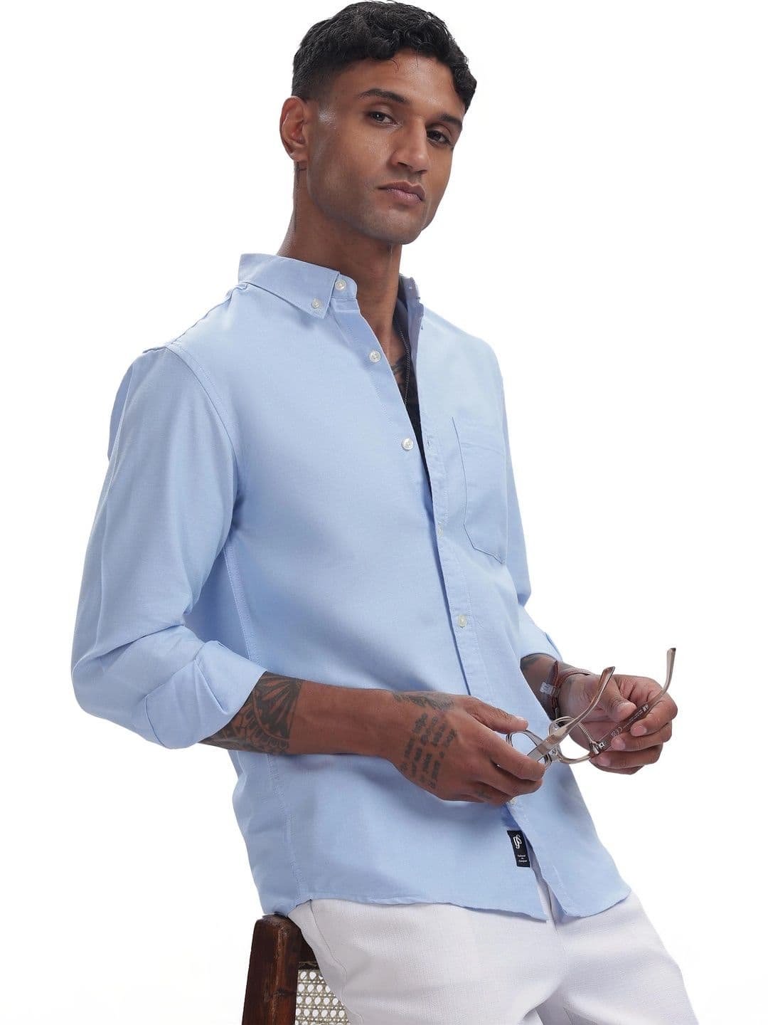 Guns & Sons Men Premium Regular Fit Button-Down Collar Solid Cotton Casual Shirt - view 1