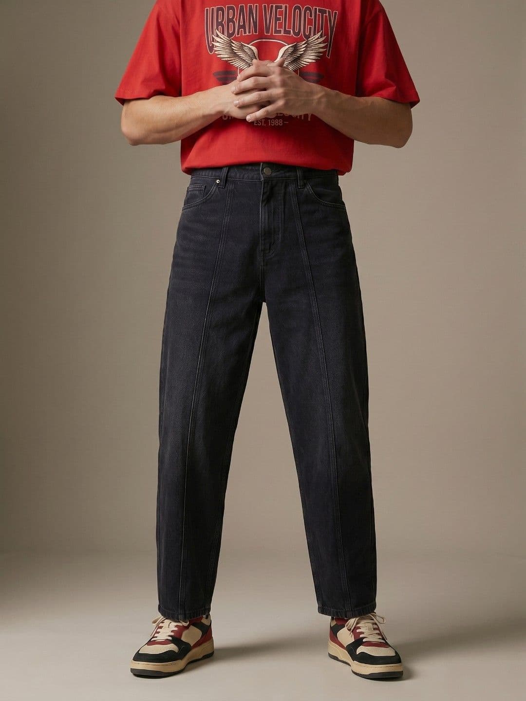 glitchez Men Barrel Fit Light Fade Stretchable Jeans - view 1