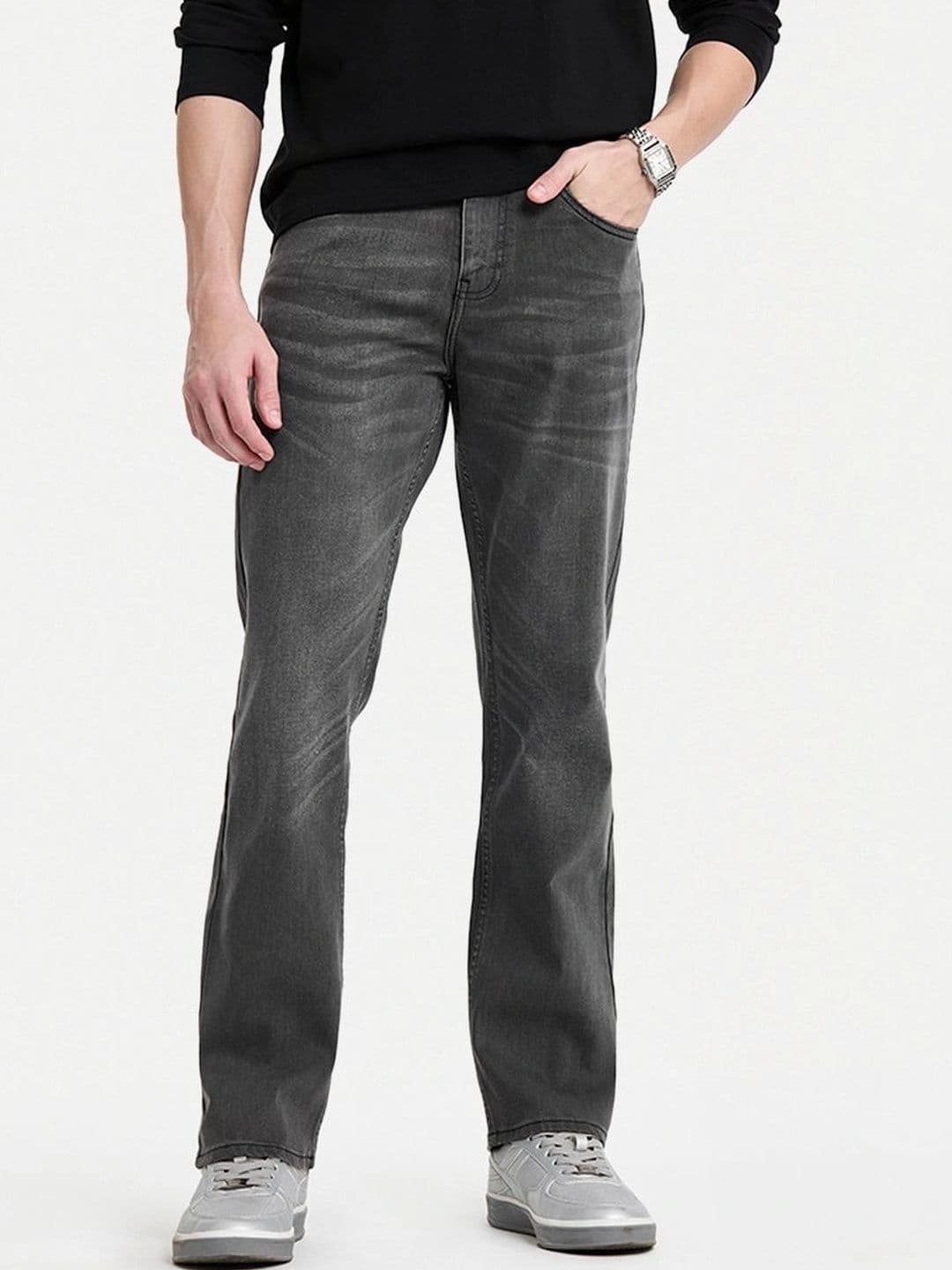 Snitch Charcoal Grey Mid-Rise Straight Fit Jeans - view 1