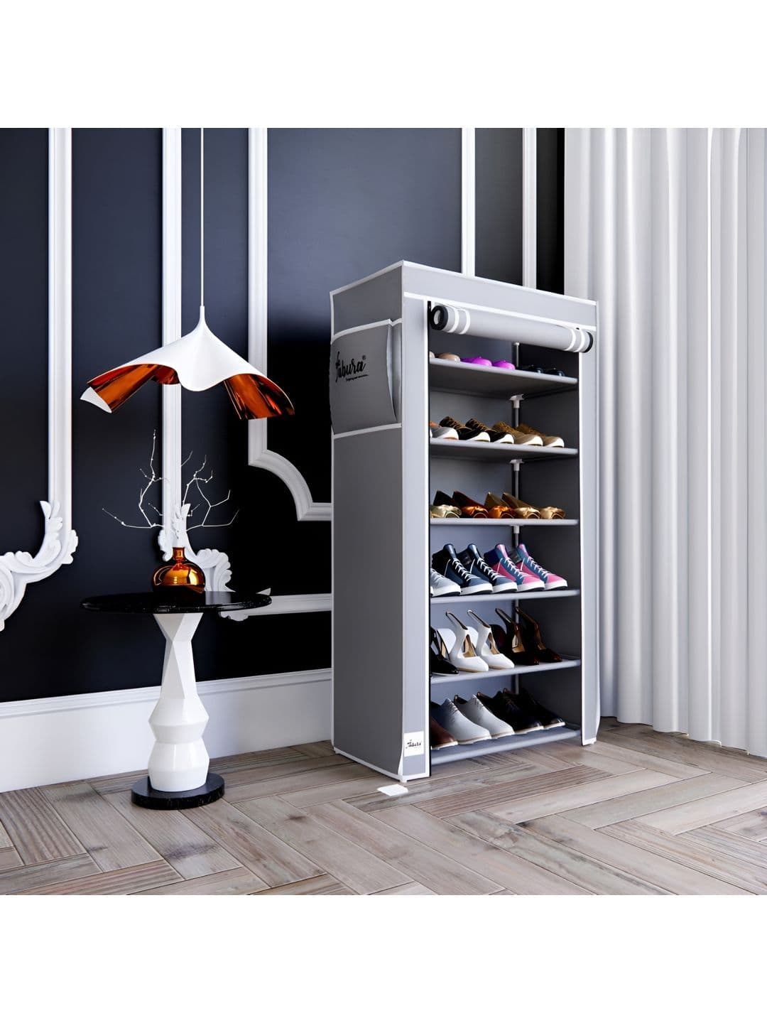 Fabura Grey 6 Shelfs Multipurpose Racks With Cover - view 1
