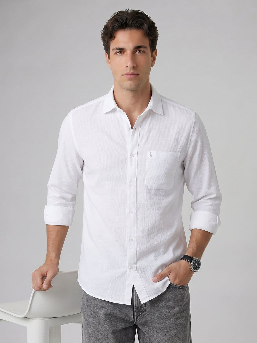 SPYKAR Self Design Pure Cotton Casual Shirt - view 1