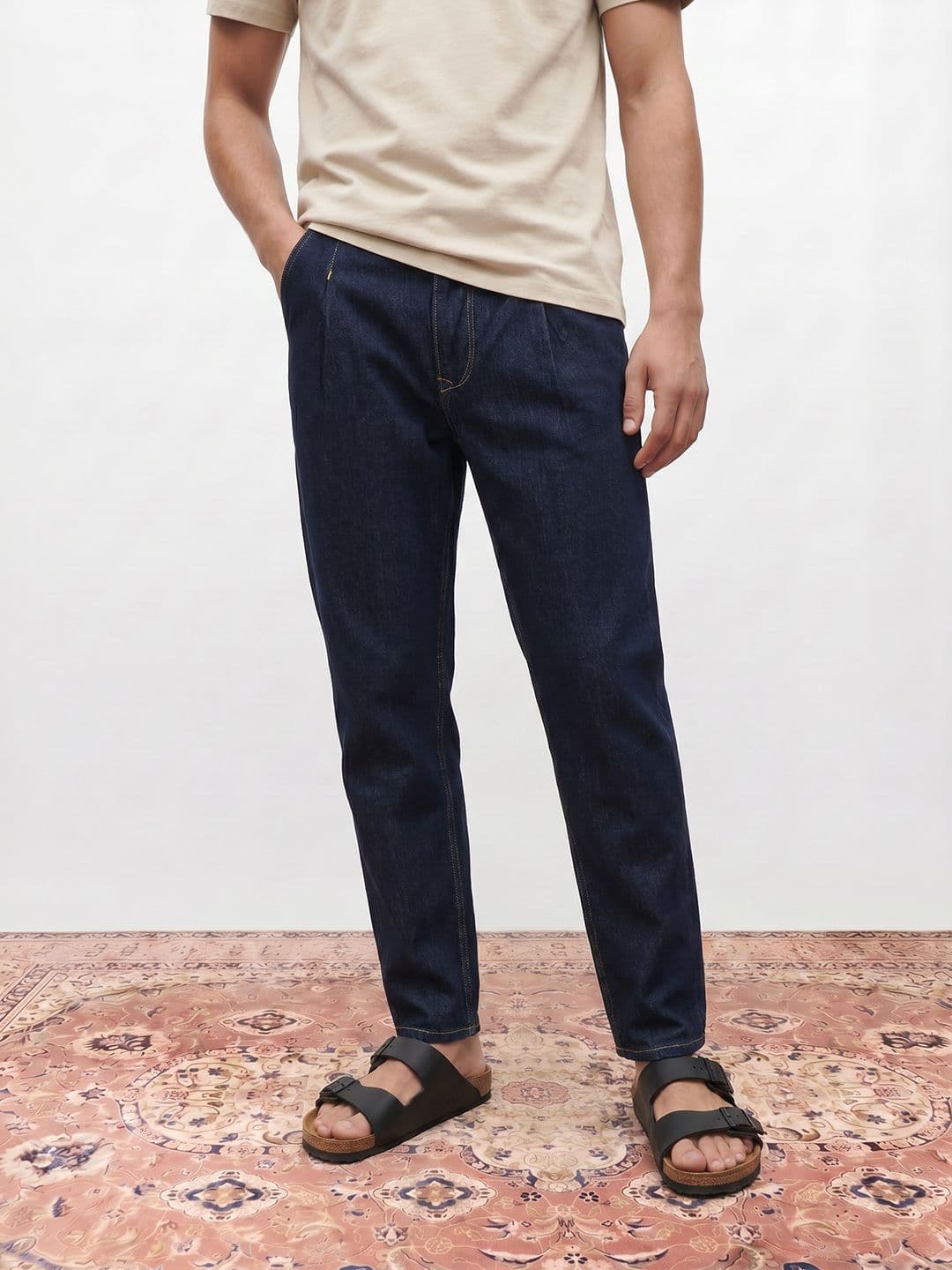 Mr Bowerbird Regular Fit Vintage Wash Classic Pleated Jeans - view 1