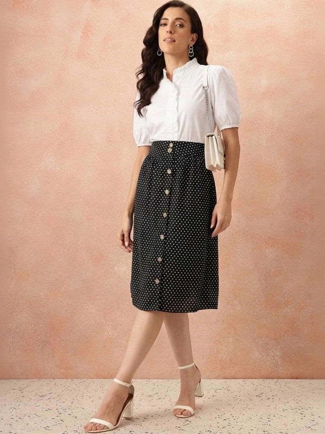 all about you Women Crepe Geometric Knee Length A-Line Skirt - view 1