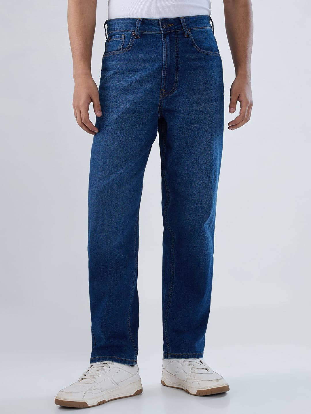 Spykar Men Renato Mid Rise Loose Fit Dark Blue Jeans - view 1