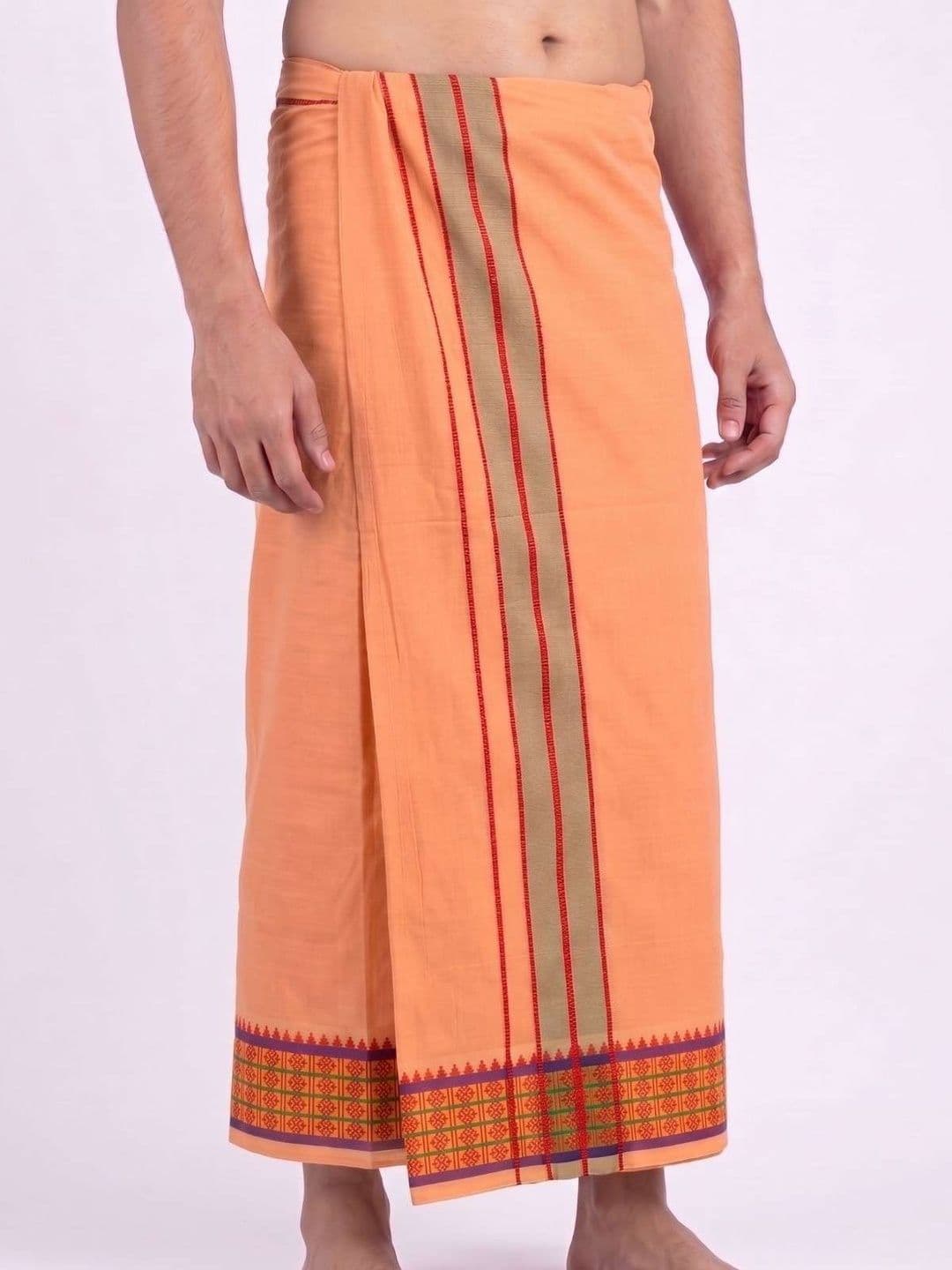 Hornbill Enterprises Men Striped Cotton Dhoti Dhotis - view 1
