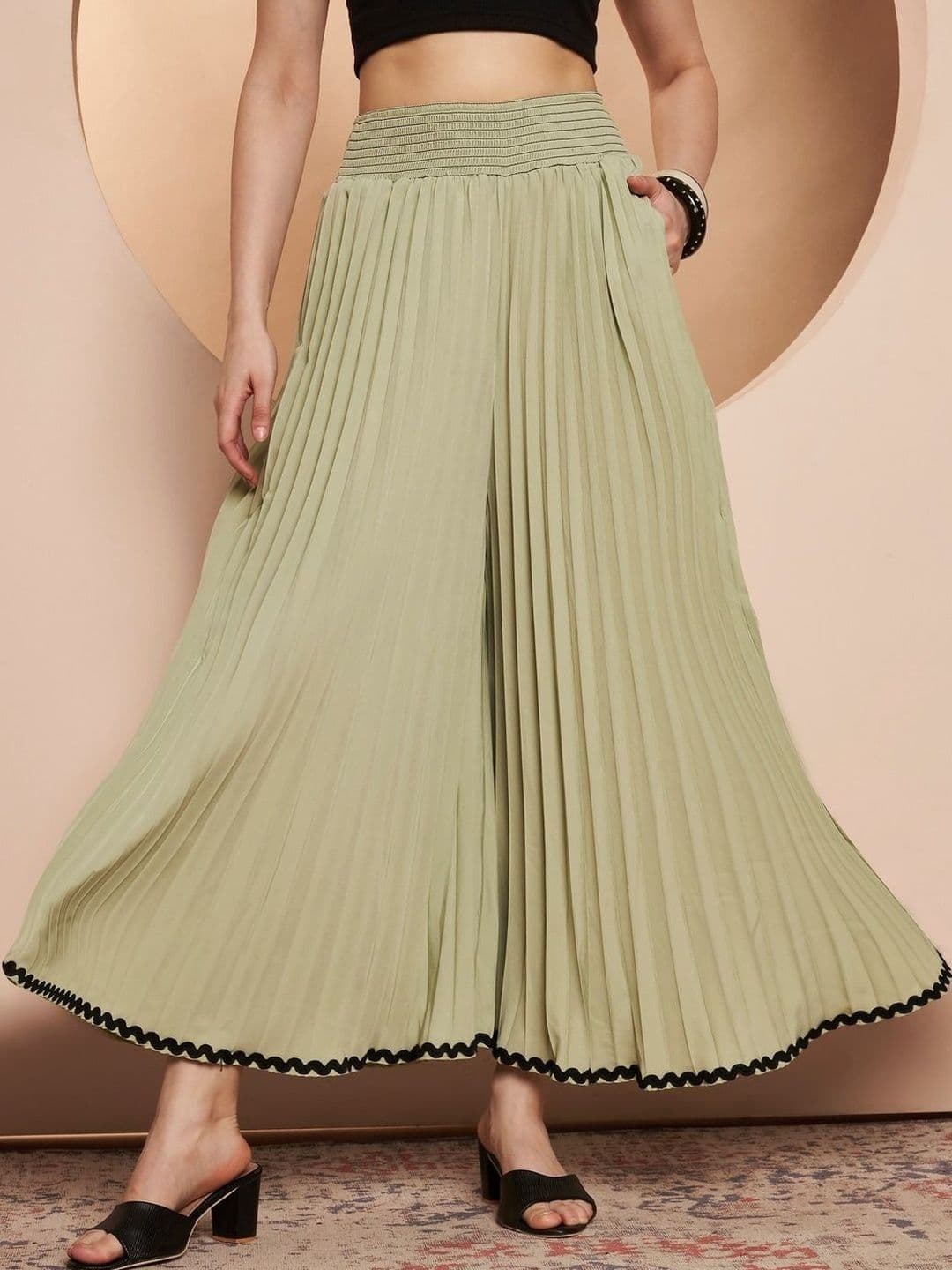 ZWERLON Women Accordion Pleated Maxi Flared Skirt - view 1