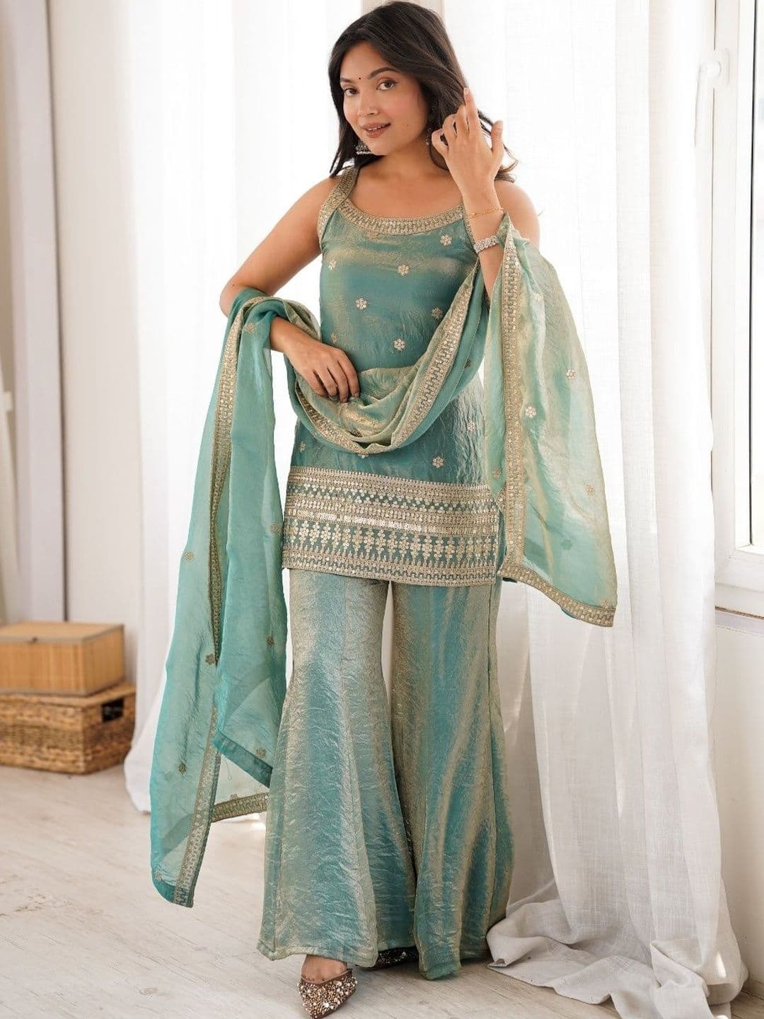 Apexaura Embellished Sleeveless Silk Kurta Sets - view 1