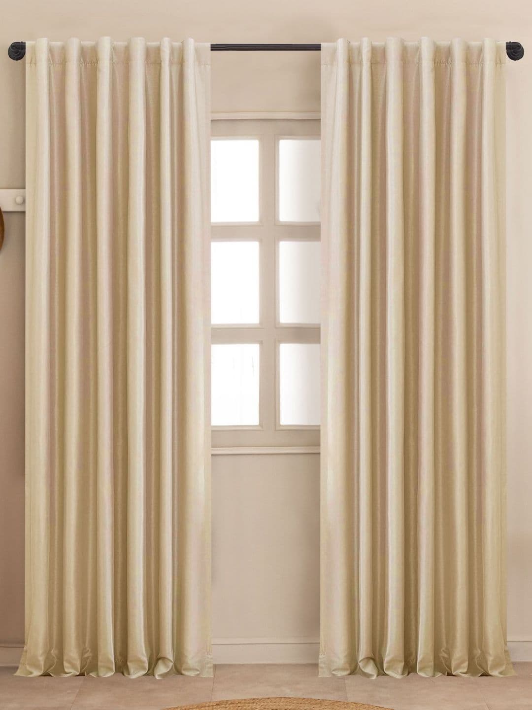 HOMEMONDE Beige 2 Pieces Black Out Window Curtains - view 1