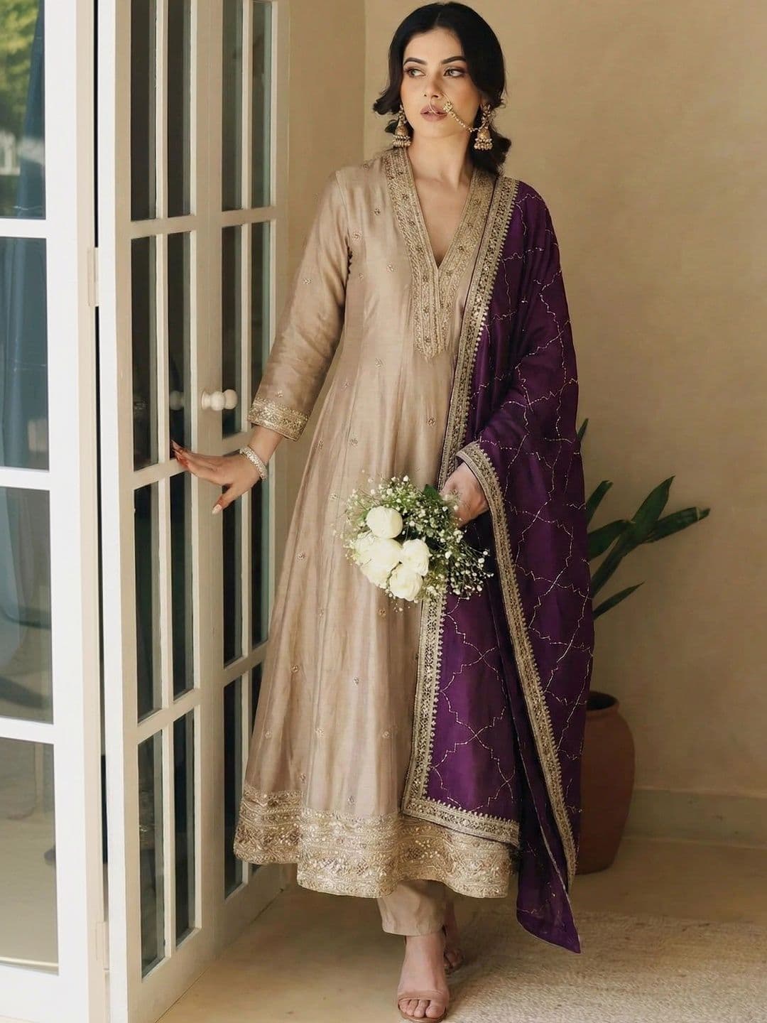 SZN Women Ethnic Motifs Embroidered Regular Kurta with Trousers & With Dupatta - view 1