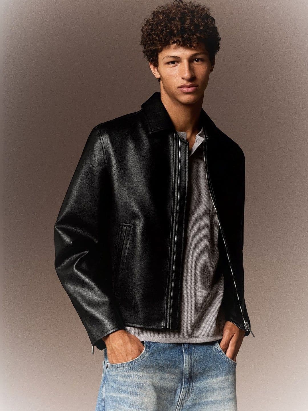 Bershka Boxy Leather Effect Jacket - view 1