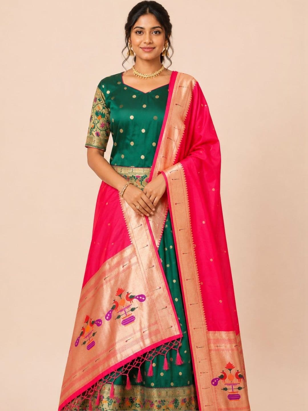 Avishya Semi-Stitched Lehenga & Ready to Wear Blouse With Dupatta - view 1