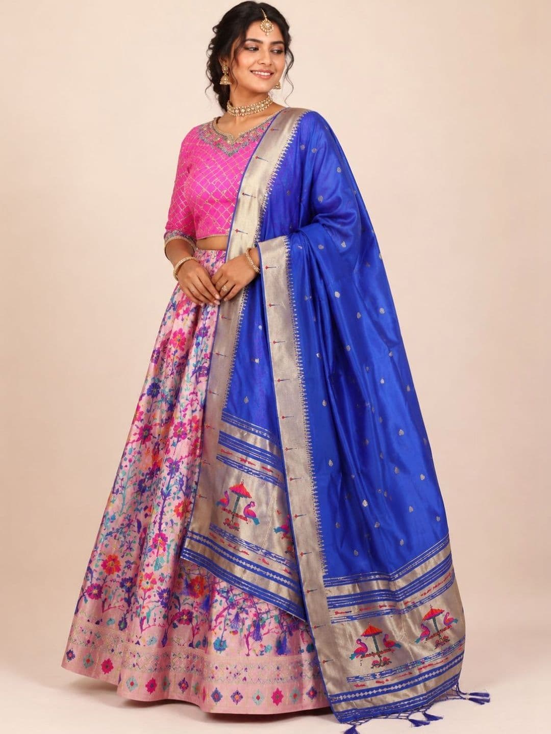Avishya Embellished Semi-Stitched Lehenga & Ready to Wear Blouse With Dupatta - view 1