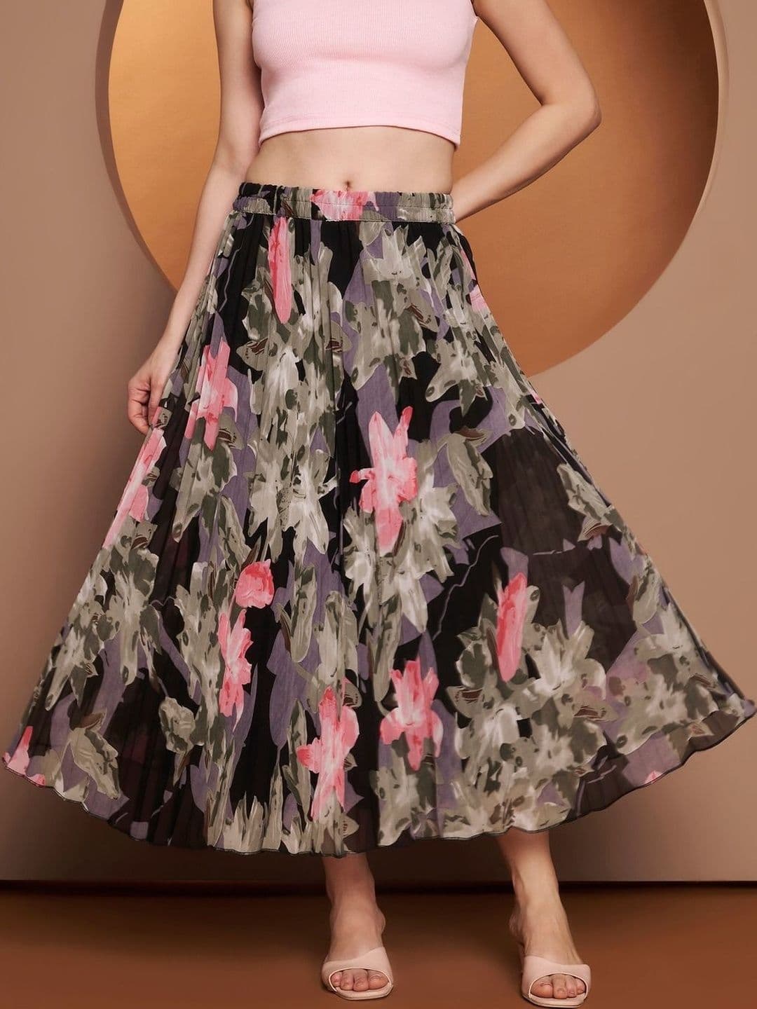 OTABU Women Floral Midi Flared Skirt - view 1