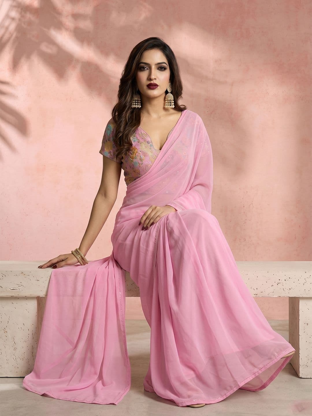all about you Solid Party Saree With blouse piece - view 1