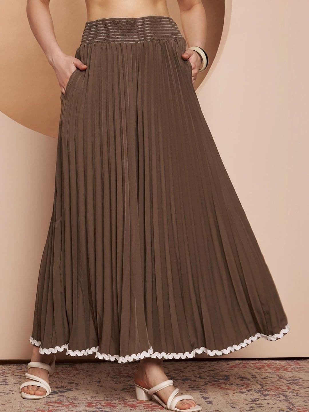ZWERLON Women Accordion Pleated Maxi Flared Skirt - view 1