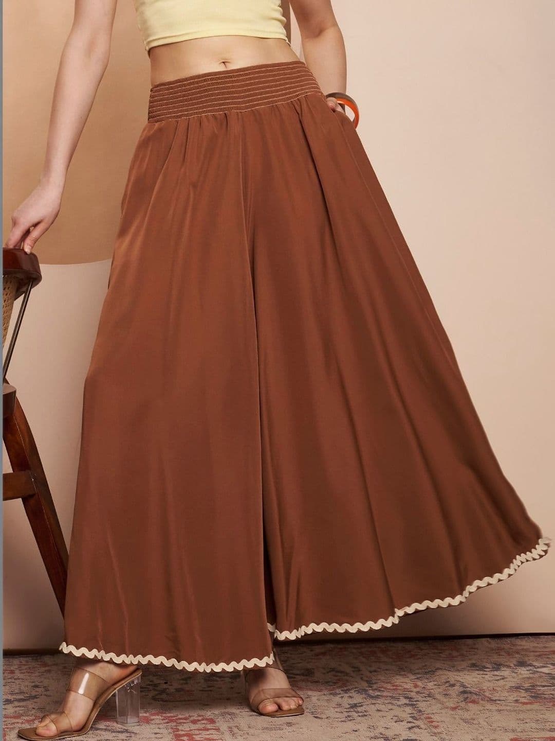 ZWERLON Women Hem Design Flared Palazzos - view 1
