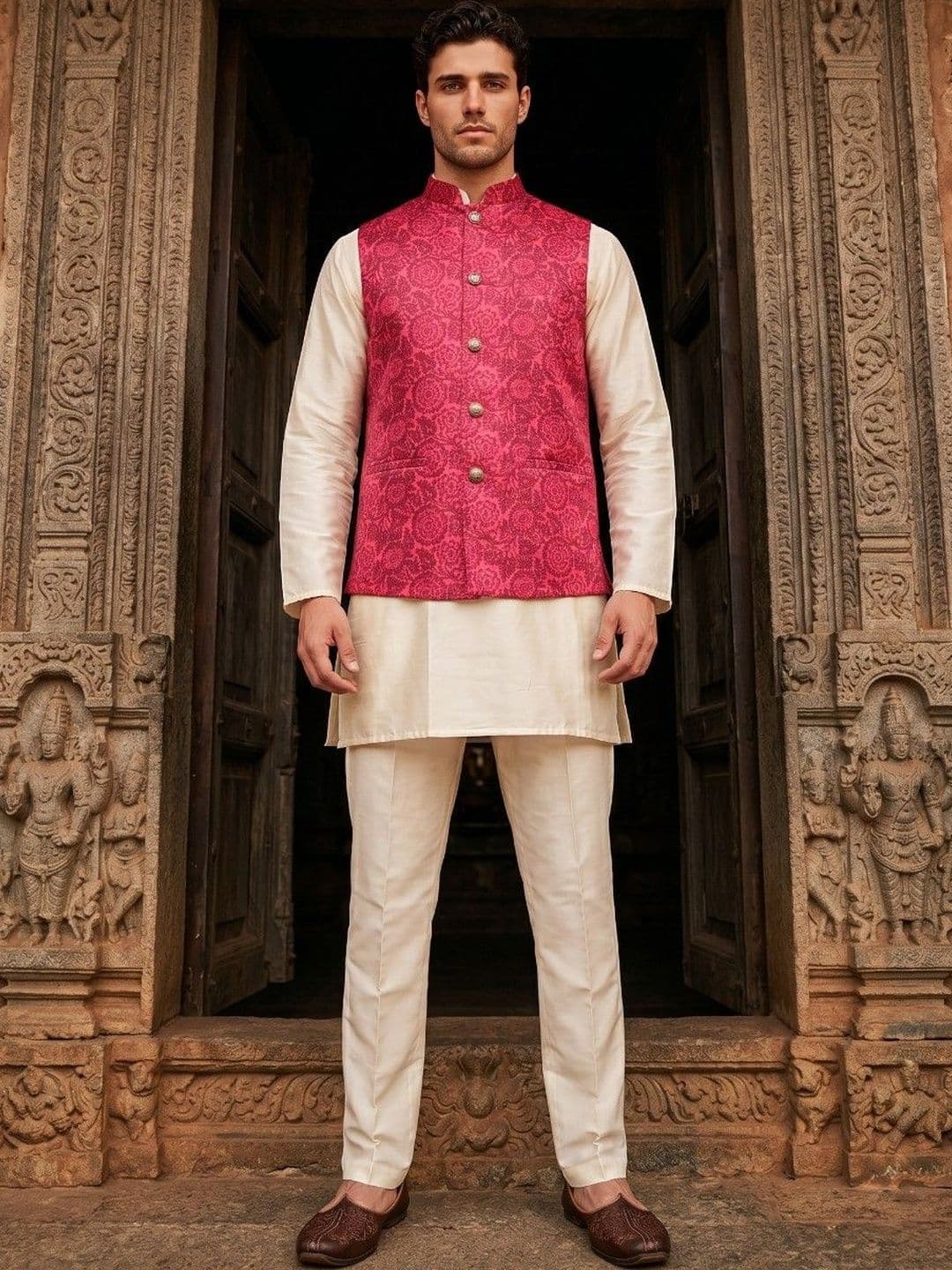 DRIP CHOWK Digital Foil Print Nehru Jacket - view 1