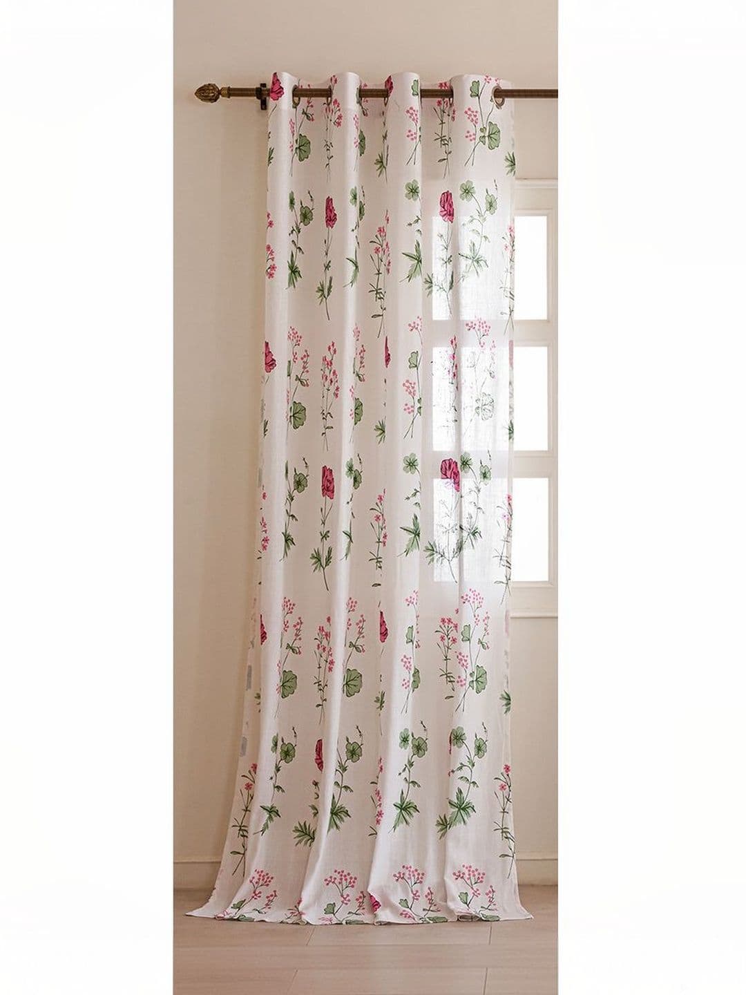 HOMEMONDE Pink Set of 2 Floral Sheer Door Regular - view 1