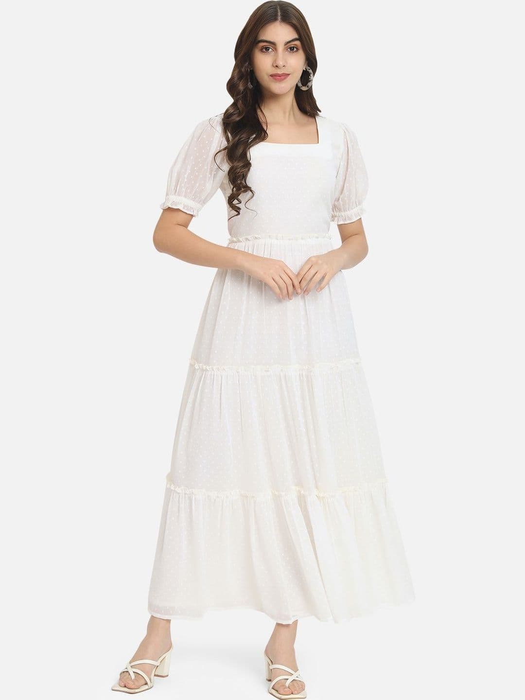 Moda Rapido Puff Sleeve Georgette A-Line Maxi Dress - view 1