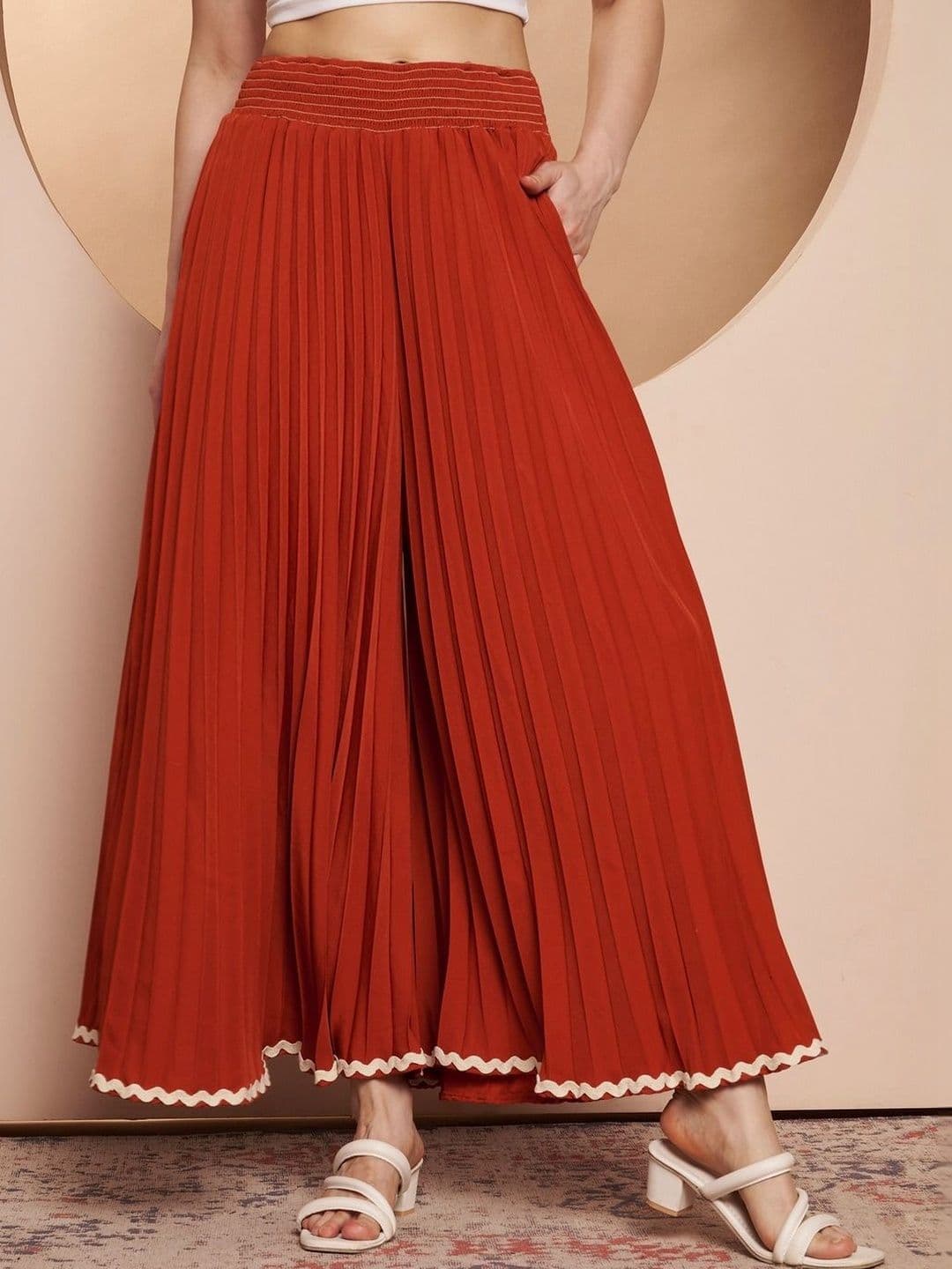 ZWERLON Women Accordion Pleated Maxi Flared Skirt - view 1