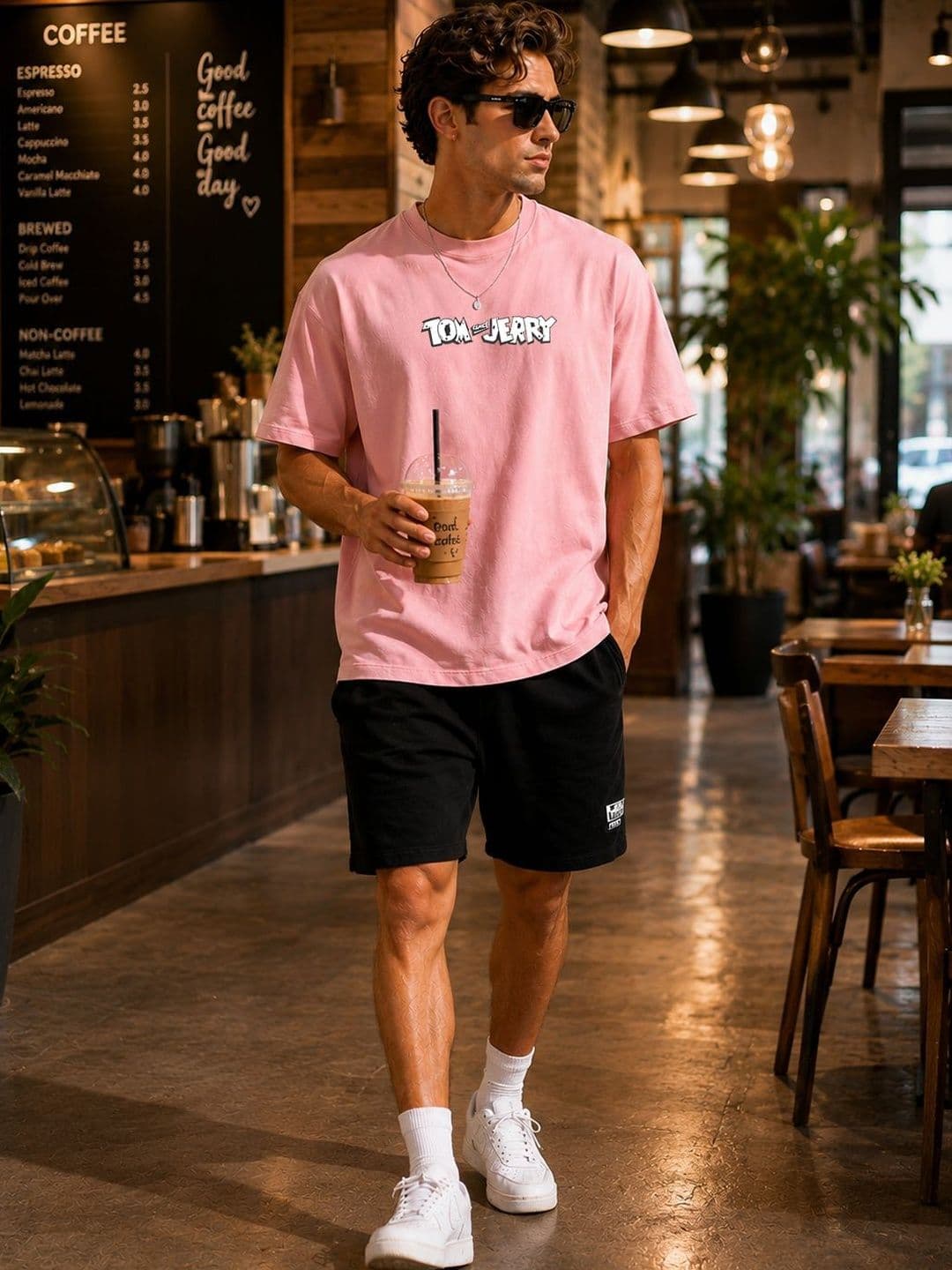 8 Minutes Men Printed Drop-Shoulder Sleeves T-shirt - view 1