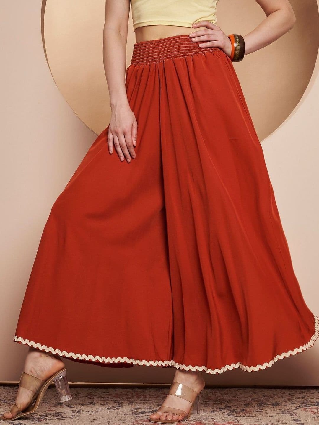 ZWERLON Women Hem Design Flared Palazzos - view 1